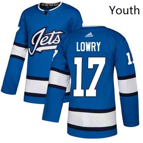 Youth Adidas Winnipeg Jets 17 Adam Lowry Authentic Blue Alternate NHL Jersey
